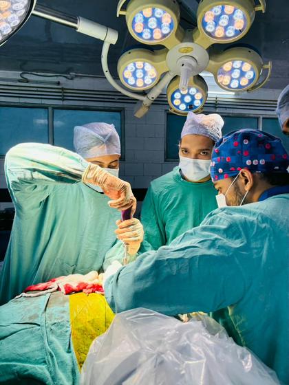 Spine surgery team in the operation theatre